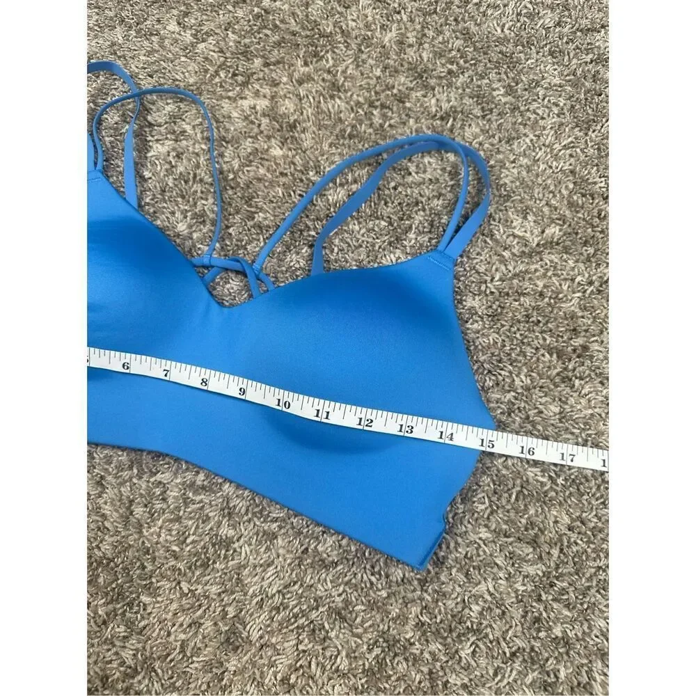 Gymshark Strappy Back Light Support Sports Bra Lats Blue Strappy Foam Cups Gym M - Picture 7 of 8